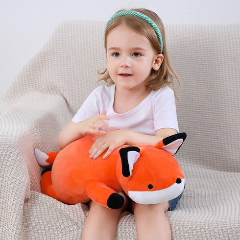 24" 4.2 Lb WeBingo Weighted Stuffed Animals, Weighted Fox Plush Toy Soft Pillow Cute Giant Plushie Gifts for Kids
