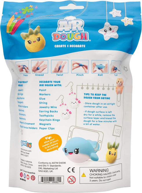 Air Dough - White, Air Dry, Ultra Light, Non-Toxic Modeling Clay in a Resealable Bag including Tutorial Videos (Educational, Create & Decorate DIY, Kids Gifts, Arts & Crafts for Boys & Girls) by Scentco