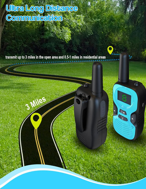 Walkie Talkies for Kids - Rechargeable 4 Pack with Charger Battery, Long Range Outdoor Toys for 3-12 Year Olds