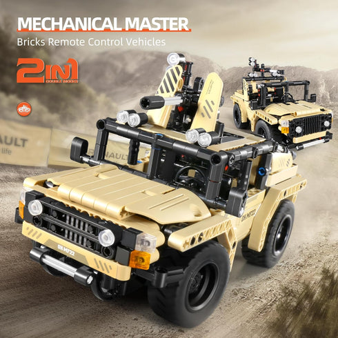 STEM Car Toy Building Kit - Remote Control 2in1 Armed Off-Roader for Age 6+, 370 Pcs DIY Engineering Toy
