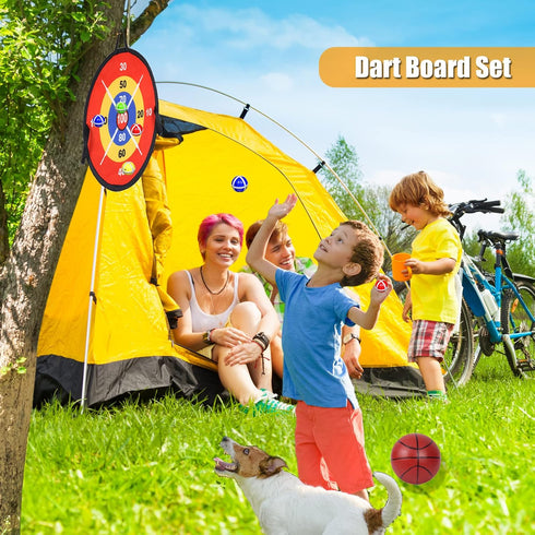 2 in 1 Basketball Hoop and Dart Board - 14" for Kids, Sports & Outdoor Play, Birthday Gift Toys for Ages 3-10, Party