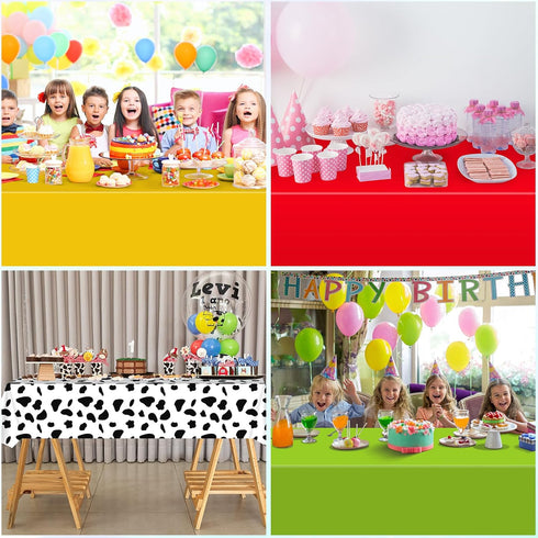 12 Pack Blue Sky and White Cloud Tablecloth, Cartoon Story Mix Color Plastic Disposable Rectangle Cover for Baby Shower
