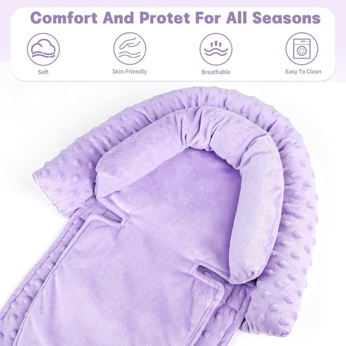 2 Infant Car Seat Insert, HNHUAMING Baby Car Seat Head & Body Support with Strap Pads, Ultra Soft Newborn Preemie