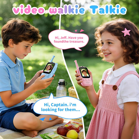 FieGsom 2 Pack 2 Kids Audio/Video Walkie Talkies, Rechargeable Walkie Talkies for Kids with Screen & Camera & Voice