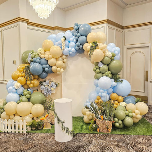 12 Inch Jobkoo Sage Green Dusty Blue Balloons, Retro Slate Light Blue Olive Green White Sand Beige Nude Eucalyptus