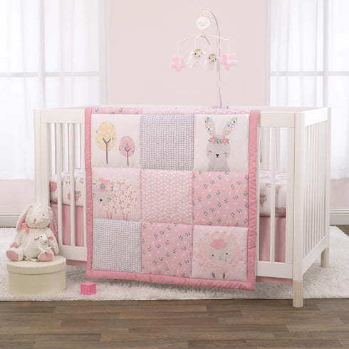 NoJo Farm Chic Fitted Crib Sheet - Little Lambs Design