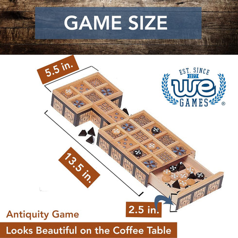 WE Games Royal Game of UR, Ancient Strategy Board Game for 2, Solid Wood with Storage Drawers