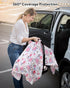 100% Summer Rquite Infant Car Seat Cover for Babies Girls, Muslin Cotton Carseat Canopy, Breathable Stroller Sun Shade