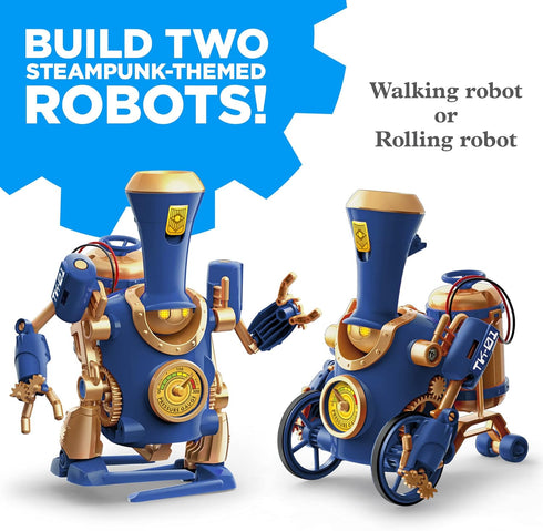 2-in-1 2 8+ 12+ Thames & Kosmos TrainBots: STEAM Maker Kit | Build Steampunk Robots w/LED Lights | Explore Robots
