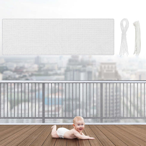 Banister Guard Balcony Netting for Kids Pets, 15 x 3 ft Baby Fence Door Net, Safety Stair Rail Mesh Net (No Drilling)