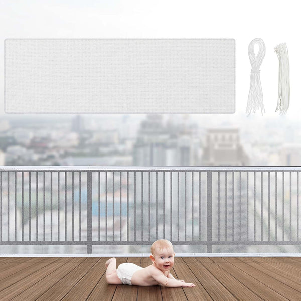 Banister Guard Balcony Netting for Kids Pets, 15 x 3 ft Baby Fence Door Net, Safety Stair Rail Mesh Net (No Drilling)