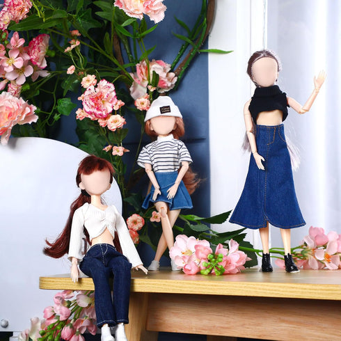 Geyoga 14 Pcs Doll Clothes and Accessories for 11.5 Inch Girl Doll Accessories Doll Denim Cotton Doll Cloth Doll Pants Shoes Casual Wear Clothes Outfits (Classic Style)