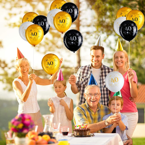 Blulu 40th Birthday Balloons for Men - 45 Pcs Black Gold White Happy 40th Birthday Decorations for Women 40 Years Old