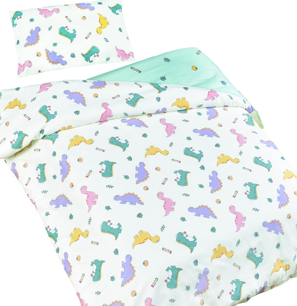 J-pinno Dinosaur Green Cute Boys Girls Cartoon Duvet Cover + Pillowcase Set, Zipper
