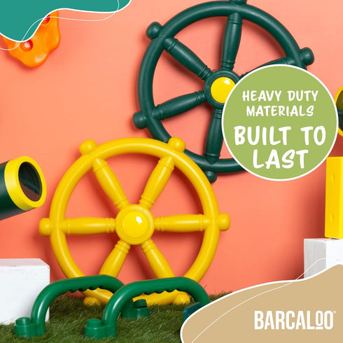 Barcaloo Kids Playground Pirate Ship Wheel - Yellow Steering Wheel for Swing Set, Toddler Playset