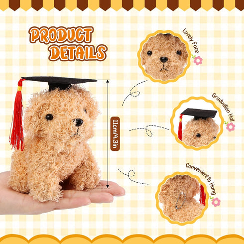 Sosation 20 Pcs Graduation Season Dog Plush Mini Puppy Stuffed Animals with Graduation Hat, Party Favor Gift