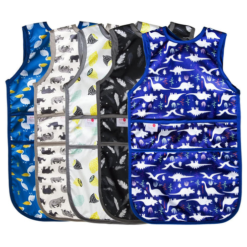 Joyo roy Mess Proof Baby Bibs - Waterproof Toddler Bibs for Boys 2-4 Years, Soft Machine Washable Feeding Smock