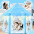 EVOIONOS Frozen Princess Tent for Girls - Kids Play Tent with Snowflake Lights, Castle Playhouse, 55 x 53 inches, Blue