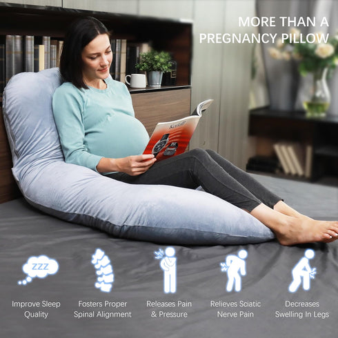 57 Inch MOON PARK Pregnancy Pillows for Sleeping - U Shaped Full Body Maternity Pillow with Removable Cover - Support