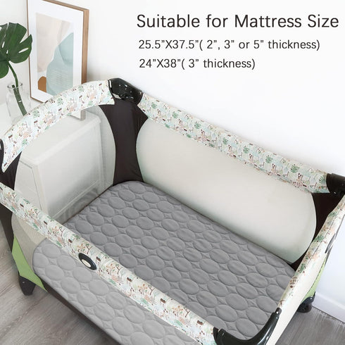 Pack 2 Pack, Pack Pack 39" 27" and Play Mattress Protector Sheets Waterproof Quilted and Play Mattress Pad Cover Fitted