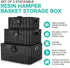 Set of 3 Woven Storage Basket Box - Stackable Bin with Lid & Lock, Built-in Carry Handles for Nursery, Baby Closet