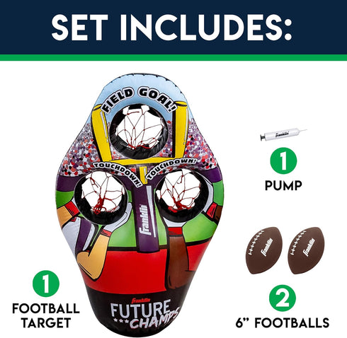 Franklin Sports Kids Football Target Toss Game, Inflatable Throwing Target Toy with Soft Mini Footballs