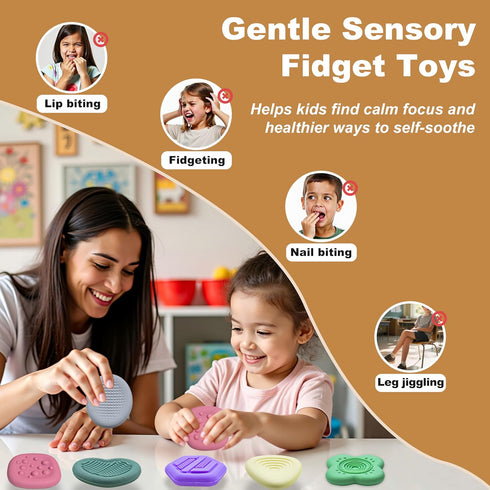 6Pcs Fidget Toys Sensory Worry Stones for Kids Calming with Autism Texture Sensory Toys Anxiety Relief Fidgets