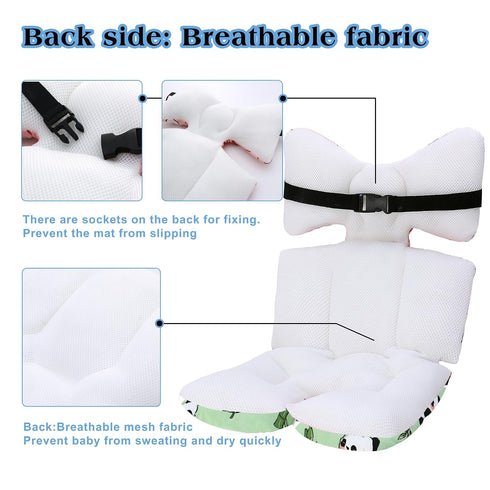 Breathable3D Baby Seat Pad Liner for StrollerSoft and Air Mesh Cotton Universal Baby Stroller Cushion(Green Panda)