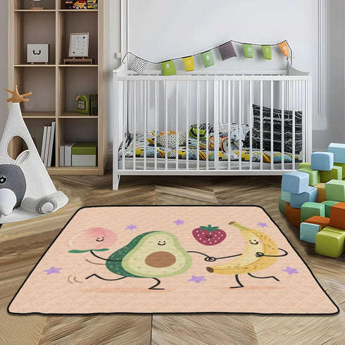tplaotee 50'' 50''alfombras Fruit Food Dance Funny Soft Padded Baby Care Play mat for Floor Non-Toxic Foldable Playroom