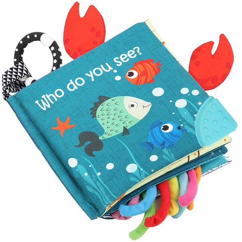 Fish Baby Books Toys, Touch Feel Cloth Crinkle Books for Babies,Baby Infant