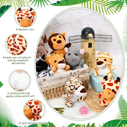 HyDren 24 Pcs Mini Stuffed Forest Animals, 4.8 Inch Plush Jungle Toys for Classroom Gifts, Stocking Stuffers