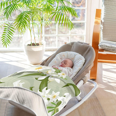 BOESI 30 40 Inches Lily Flowers Baby Blanket, Toddler Blanket, Soft and Comfortable, Unisex, for Crib, Stroller