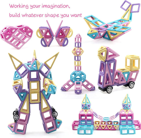 ASOK 181 Pcs Magnetic Building Blocks: STEM Educational Magnet Tiles for Kids' Creativity & Imagination