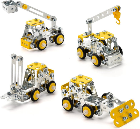 Ferthor Fun Erector Set for Boys Age 8-12,4 Mini Metal Model Set for Kids,Engineering