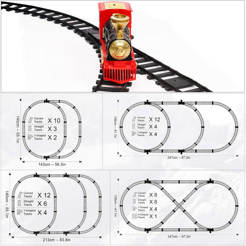 Hot Bee 2 Pcs Curved Switch Track Railroad Building Toy Accessories with 14 Snaps for 9015 Trains Set, Gifts for Kids