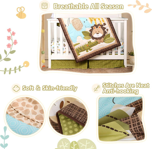 Set, 3 Set Set, Wowelife Safari Crib Bedding Piece Safari Baby Bedding Brown, Premium Baby Crib Bed Breathable and Soft