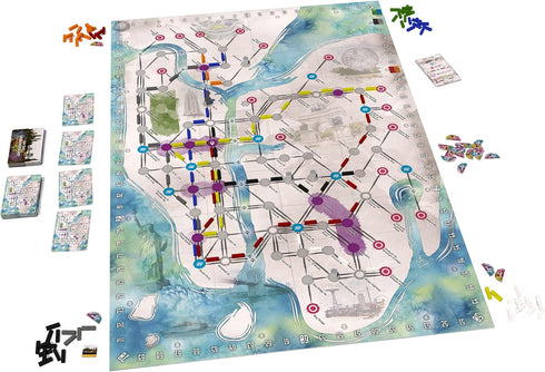 On The Underground: Paris/New York Board Game, Train Route Building Strategy, 2 City Maps, Family Game, Ages 14+, 2-5