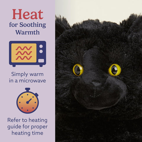 warmies Microwavable & Weighted Stuffed Animals, Black Cat - Heated Stuffed Animal Plushie for Warmth & Comfort - Cute
