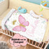 J&SBGFT 30"x40", Color18 Personalized Baby Girl Blanket, Customized Name Swaddle, Butterfly Receiving Blanket, Custom