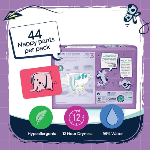 3 (42 100% Mum & You Nappychat Premium Performance Eco Diapers, Size Diapers) Smart Tube Technology. Leak Protection.