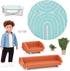 Lori Mini Boy Doll & Toy Living Room Furniture Set – 6-inch Doll with Sofa, Armchair, Coffee Table, Rug, Plants
