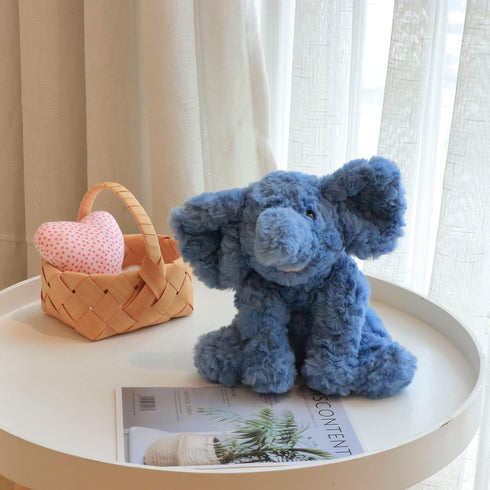 Hopearl Adorable Plush Calf Elephant Toy - Floppy Elephish Ultra Soft Stuffed Animal - Blue, 9''