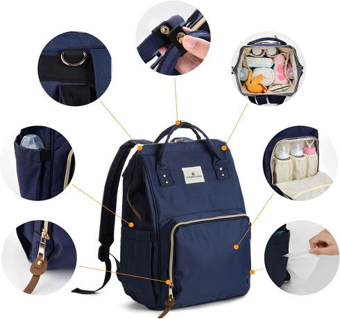 Backpack Pack Ramhorn Diaper Bag Multifunction Waterproof Travel Back for Mom Blue