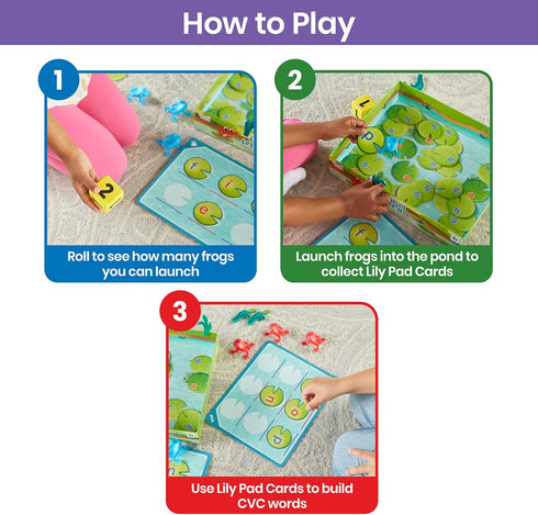hand2mind Lily Pad Letter Hop, Educational CVC Word Games, Sight Word Games, Spelling Games for Family Game Night