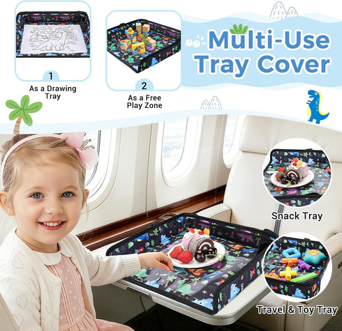 COOLBEBE 1-3, Airplane Tray Table Cover, Foldable Travel Tray Cover for Toddlers Universal Fit for Airplane, Car Seat
