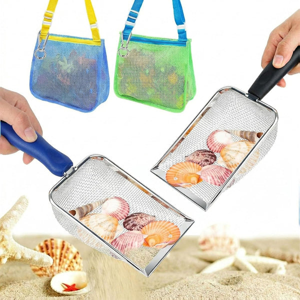 3 otters 2 Pack Beach Mesh Shovel with Mesh Beach Bag for