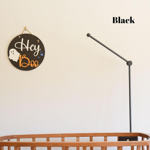 Black Wooden Crib Mobile Arm, Adjustable Mobile Holder for Crib and Desk Rotating Baby Mobile Hanger Nursery Decoration