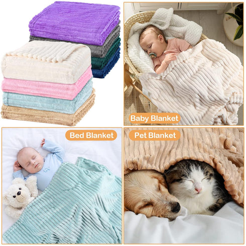 8 30 40 Inches 8 Reginary Pcs Flannel Fuzzy Blankets x Soft Warm and Lightweight Stripes Throw Blankets Fluffy Plush