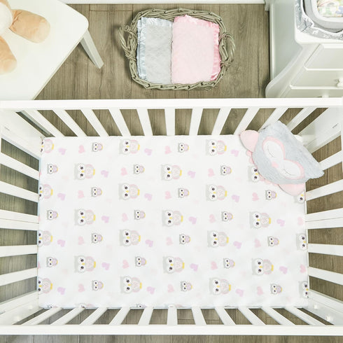2 Pack 100% 2 Set n Play Mattress Sheets Percale Weave Cotton Soft Portable Crib Mattress Sheets for Girls