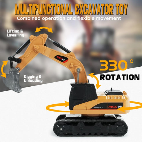 BRRRRT 1/64 3+ Full Proportion Remote Control Excavator,Remote Control Construction Vehicles with Metal Shovel,Type-C
